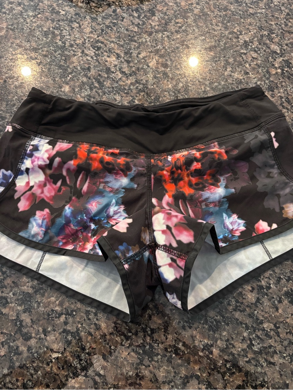 lululemon athletica Black Floral Print Speed Shorts